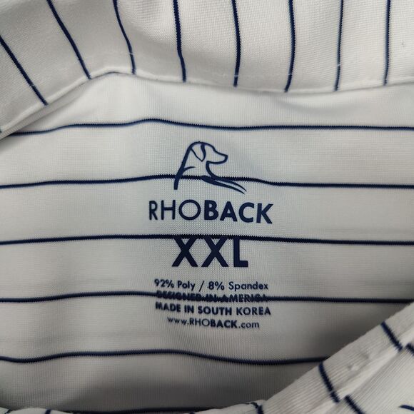 Rhoback Polo Shirt 2XL Short Sleeve Striped Golf Shirt Blue White - Picture 4 of 7
